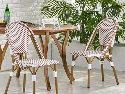 Outdoor Rattan And Aluminum French Bistro Chairs Set