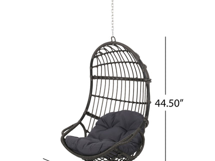 Rustic Hanging Basket Chair With Cushion