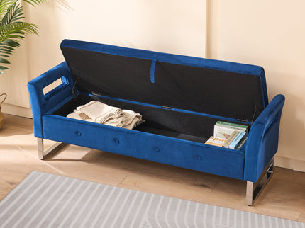 Wide Storage Soft Ottoman Bench With Armrests