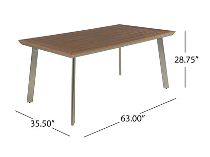 Outdoor Dining Table With Eucalyptus Wood Topped - Silver