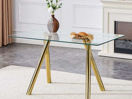 Rectangular Design Dining Table - Gold