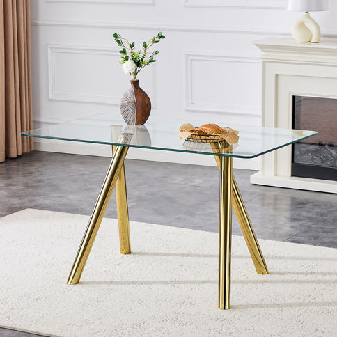 Rectangular Design Dining Table - Gold