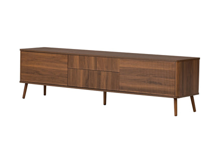 Fluted TV Stand With Storage Drawers And Cabinets For TVs Up To 80", Soft-Close Hinges, Cable Management - Walnut