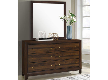 Anza - 6 Drawer Dresser With Mirro - Walnut