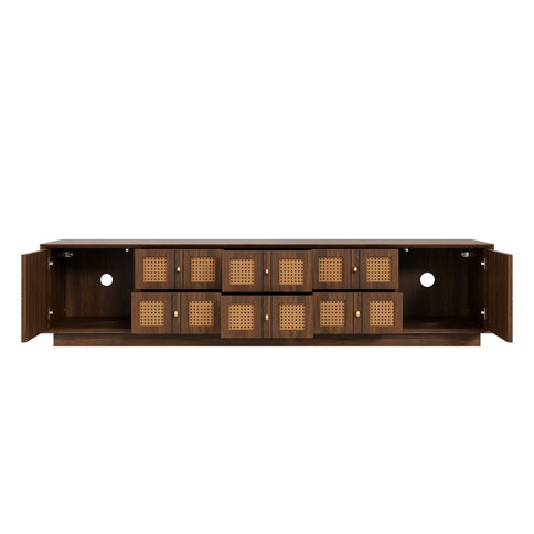 Media Console TV Stand With 6 Drawers & 2 Cabinets - Walnut