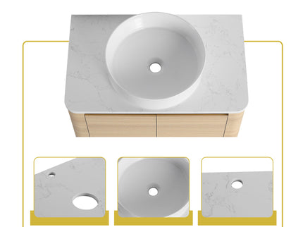 Mounted Bathroom Vanity With Art Sink & 2 Soft Close Doors