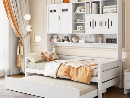 Daybed With All-In-One Cabinet And Shelf