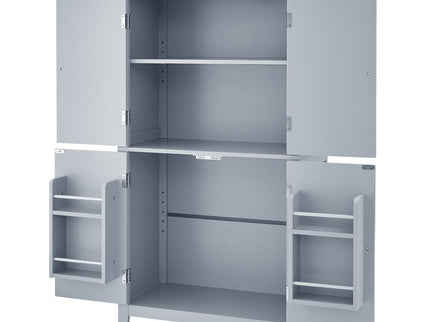 Elegant Bathroom Floor Storage Cabinet With 4 Doors, Adjustable Shelves