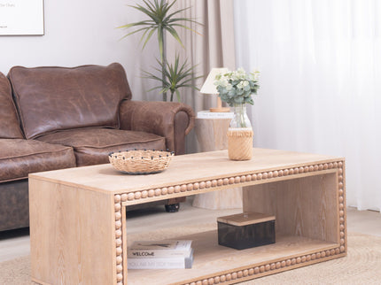 Beaded Edge Coffee Table With Open Storage Shelf