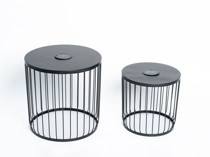 Solar Powered Nesting Side Table Set - Black