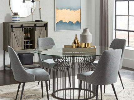 Round Dining Table Industrial Dining Table With Open Cage Base - Gunmetal