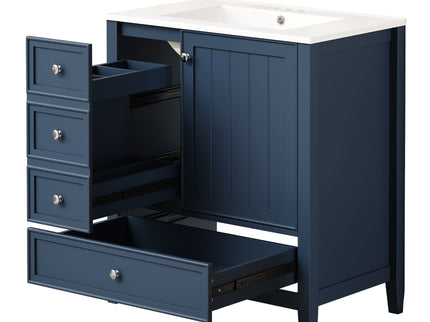 Modern Bathroom Vanity With Sink, 1 Cabinet & 3 Drawers
