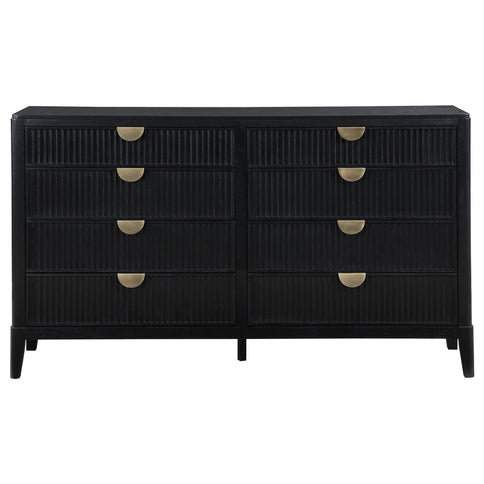 Mason - 8 Drawer Dresser With Fluted Design - Black