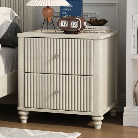 Fluted Nightstand With 3 Drawers
