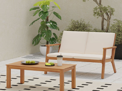 Serenit - 2 Piece Patio Set With Cushions, Loveseat And Coffee Table - Beige / Brown