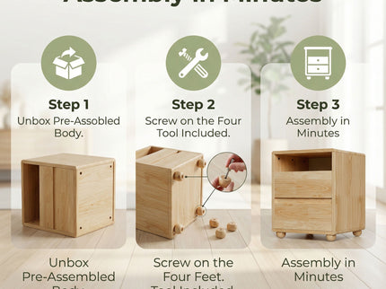 Nightstand With 2 Drawers And Shelves