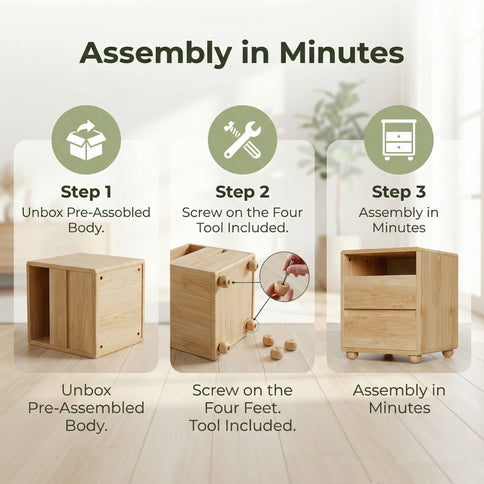 Nightstand With 2 Drawers And Shelves