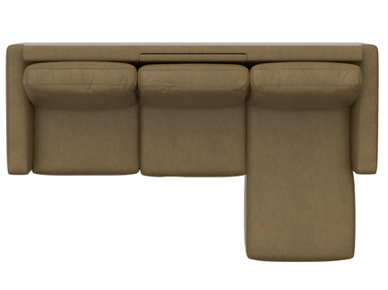 2 Piece Sofa With Chaise, Comfortable Seating For 3, Tapered Feet, USB Charging Console - Brown