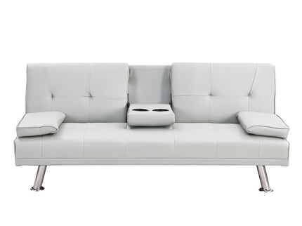 Futon Sofa Bed With Armrest Two Holders Wood Frame, Stainless Leg