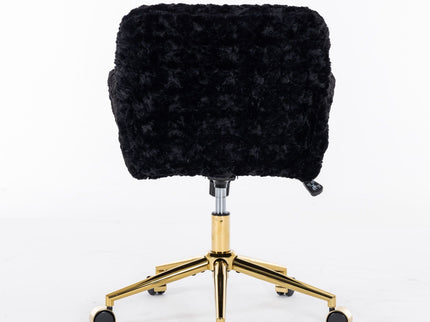 Office Chair, Artificial Rabbit Hair Home Office Chair With Metal Base, Adjustable Desk Chair Swivel Office Chair, Vanity Chair