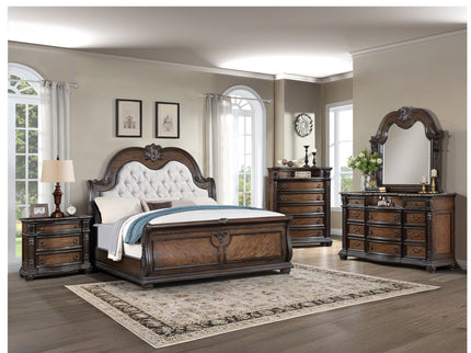 Traditional Style Button Tufted Headboard Sleigh Bed