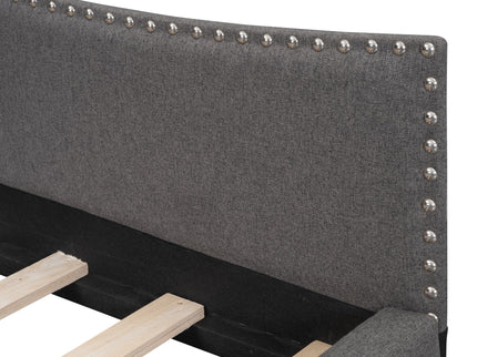 Upholstered Daybed With Headboard And Armrest, Support Legs