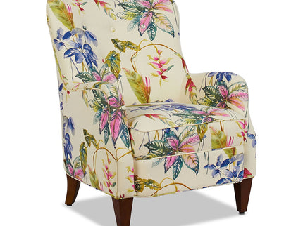 Paradise - Upholstered Arm Chair Floral Printed On Cotton - Off-White