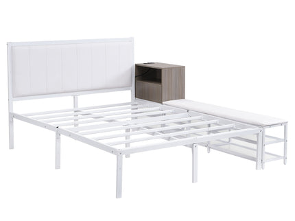 Platform Bed With 2 Tier Storage Shelves, Storage Cabinet
