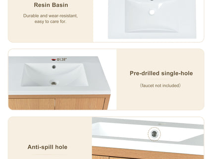 Bathroom Vanity Set With Sink, Combo Cabinet, Bathroom Storage Cabinet, Solid Wood Frame
