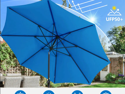 Patio Umbrella With Crank Lift And Tilt, UV-Resistant Canopy