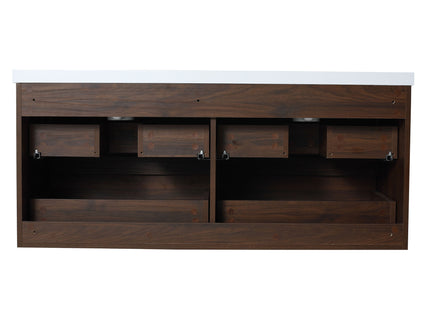 Modern Floating Bathroom Vanity With Dual Resin Sink, Soft Close Drawers