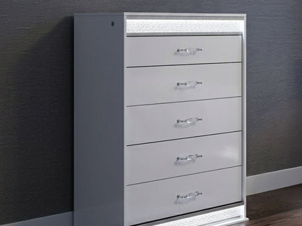 Glam - 5 Drawer Chest With LED Lighting - White