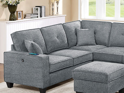 5 Piece Sectional Set With USB Port And Ottoman