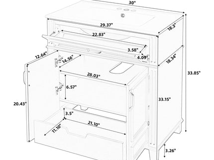 Bathroom Vanity With Sink Storage Cabinet - Blue