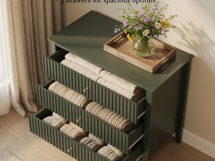 Fluted 3 Drawer Nightstand With Soft Close Slides