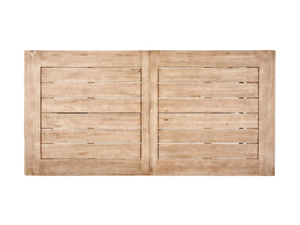 Outdoor Weather Resistant Dining Table With Slat Panel Design - Natural / Gray