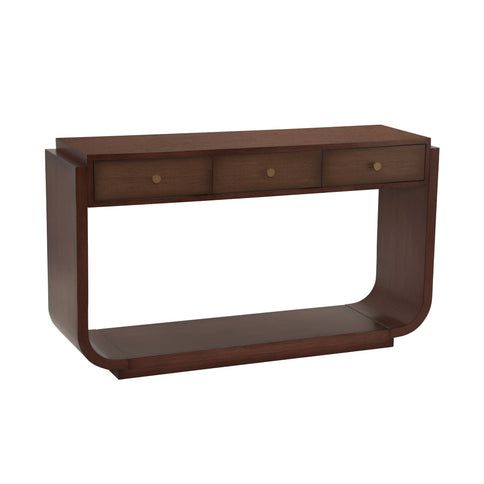Console Table With 3 Drawers, Display Shelf, Curved Legs - Walnut