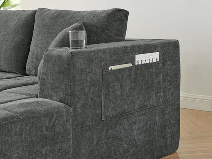 U - Shaped Sectional Sofa, Cup Holders & Side Pockets For Living Room
