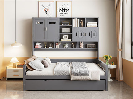 Daybed With All-In-One Cabinet And Shelf