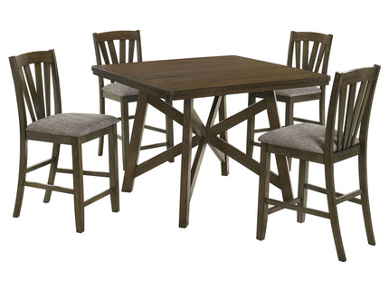 Maxine - 5 Piece Counter Height Dining Set - Brown