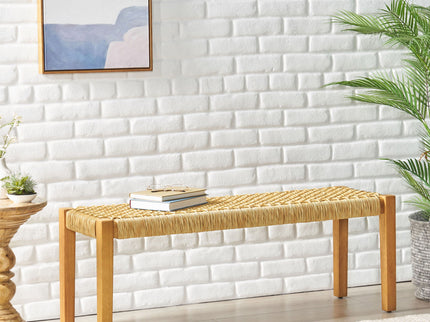 Angie - Bench Outdoor Seating Acacia Wood Faux Rattan - Teak