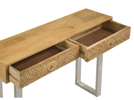 Harmony - 2 Drawer Table With Sled Base In Tones Accents - Natural