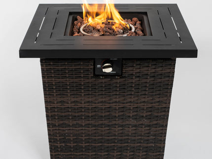 Square Fire Pit Table - Black Brown