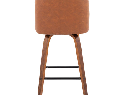 Toriano - Mid Century Modern Fixed Height Counter Stool & Square Footrest (Set of 2)
