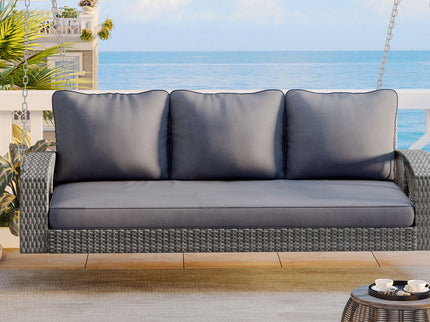 3 Person Large Patio Swing Bench With Cushions For Backyard