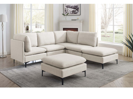 Upholstered Modular Sectional With Medium Firm Seat Cushion - Almond