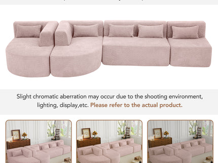 Upholstered Sofa Free Combined Sofa Couch With 2 Chaise Lounge And Five Back Pillows For Living Room