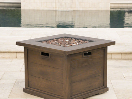 Outdoor Patio Square Gas Burning Mgo Fire Pit, Tank Inside, 40000 Btu