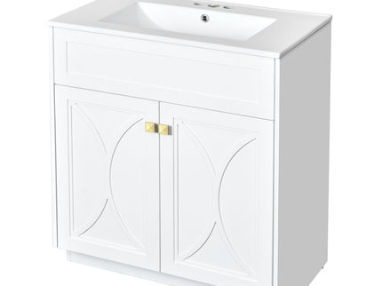 Bathroom Vanity With Sink, Freestanding Storage Cabinet With Handles, Soft Closing Doors