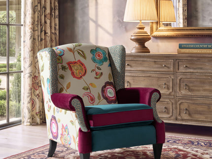 Anya - Wingback Accent Arm Chair - Blue